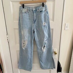 ymi dream authentic denim 100% cotton distressed wide leg jean size 9/29